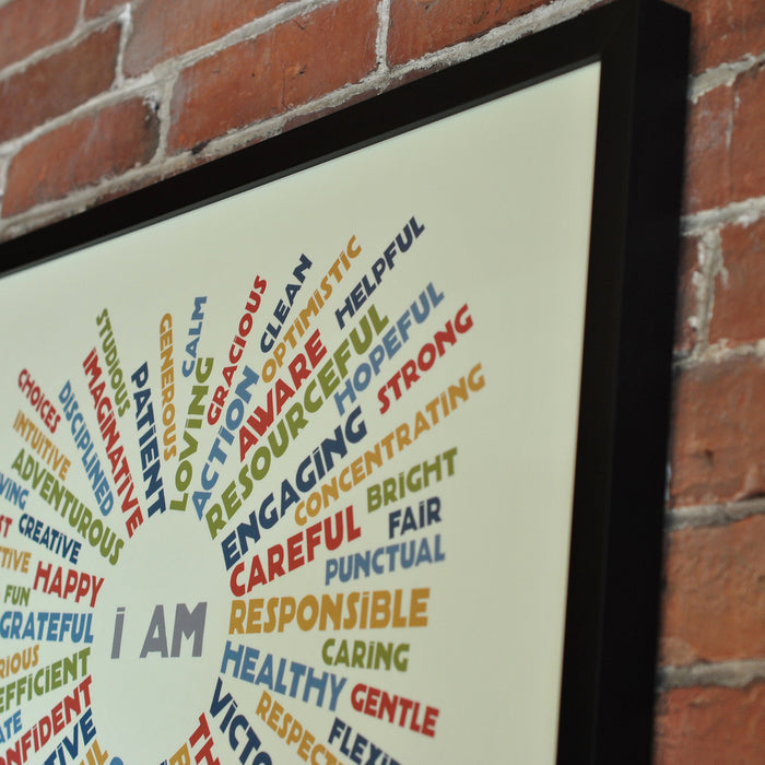 I AM Youth Mindfulness Art Print - Retro 18" x 24" Framed