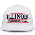 Illinois Retro Bar snapback hat in white, front view