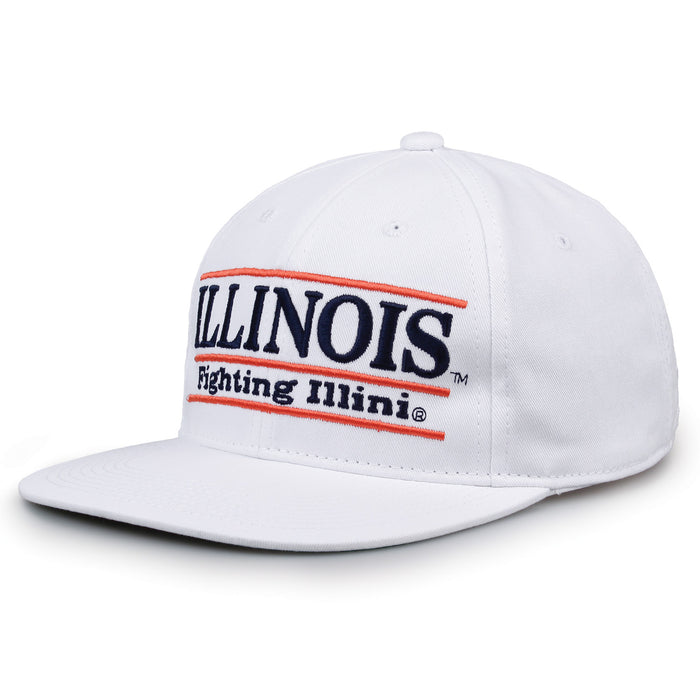 Illinois Retro Bar snapback hat in white, angled view