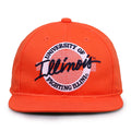 Illinois Retro Circle snapback hat in orange, front view
