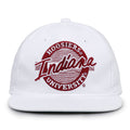 Indiana Retro Circle snapback hat in white, front view