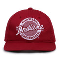 Indiana Retro Circle snapback hat in red, front view