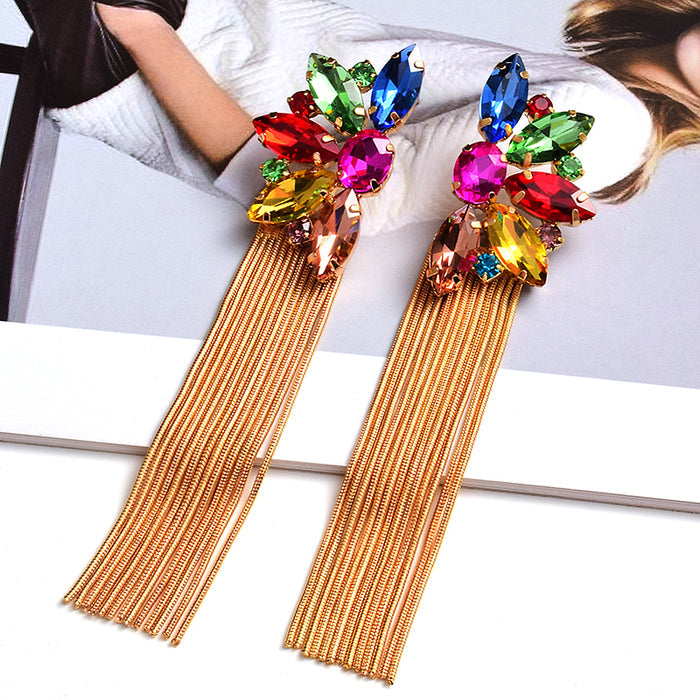 Irregular Crystal Dangle Earrings — Colorful Statement Drop