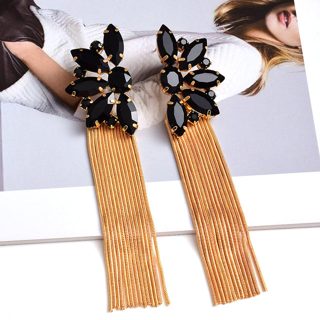 Irregular Crystal Dangle Earrings — Colorful Statement Drop