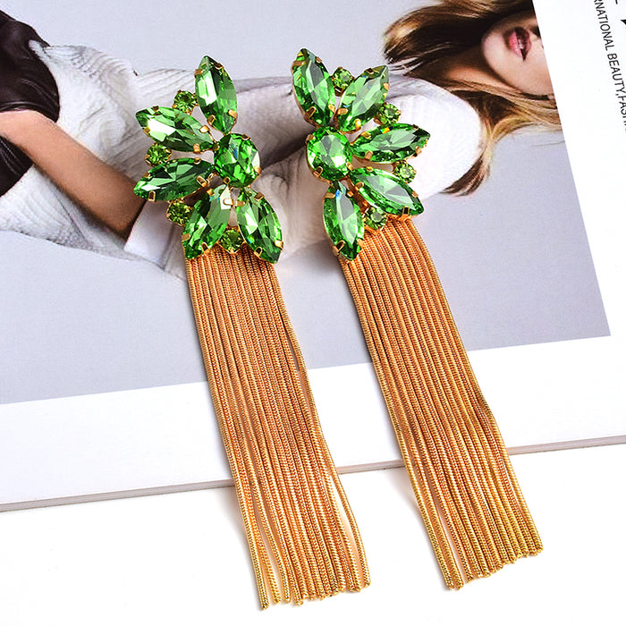 Irregular Crystal Dangle Earrings — Colorful Statement Drop