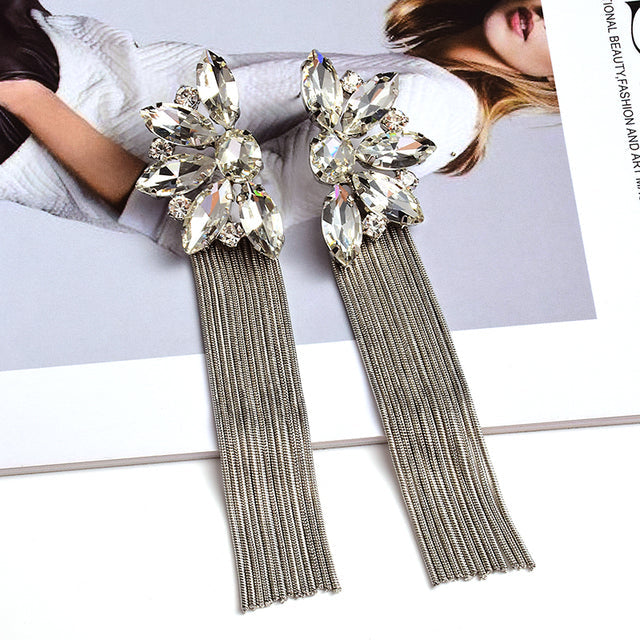 Irregular Crystal Dangle Earrings — Colorful Statement Drop