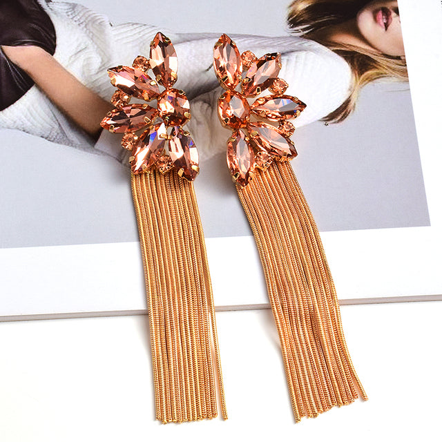 Irregular Crystal Dangle Earrings — Colorful Statement Drop