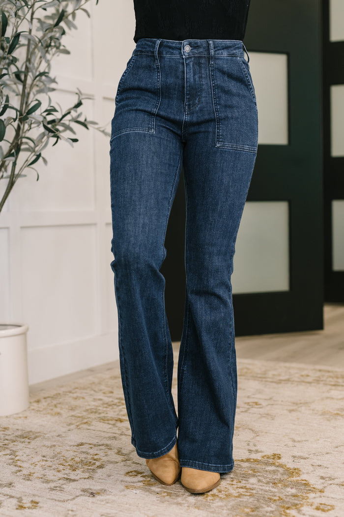 Jada High Waist Flare with Patch Pockets