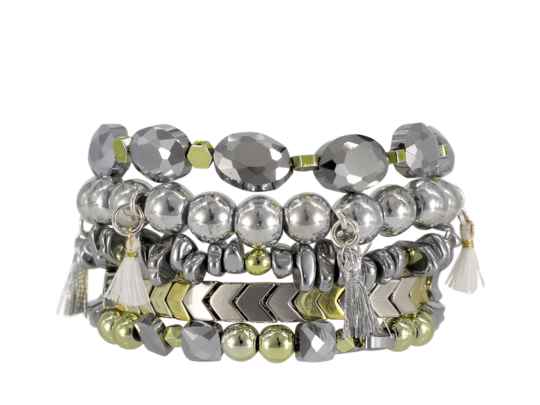 {JUNE} Erimish Silver + Yellow Stack {Set of 5 Bracelets}