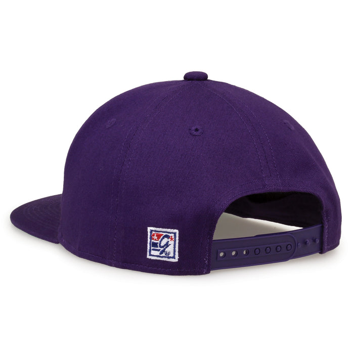Kansas State Retro Circle snapback hat in purple, rear view showing the adjustable snap closure