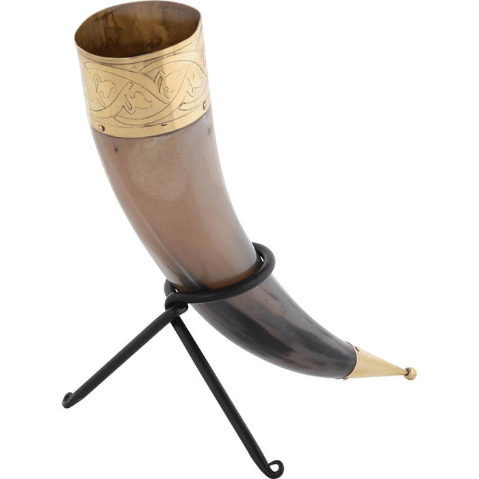 Knotwork Rim Drinking Horn With Stand-GoblinSmith
