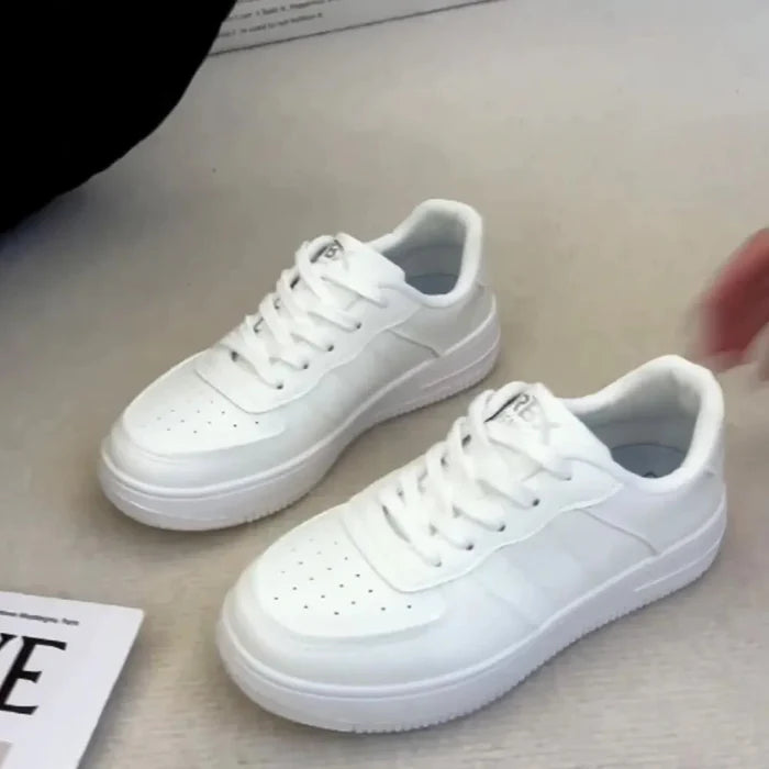 Lace-Up Round Toe Platform Sneakers - The PM Edit