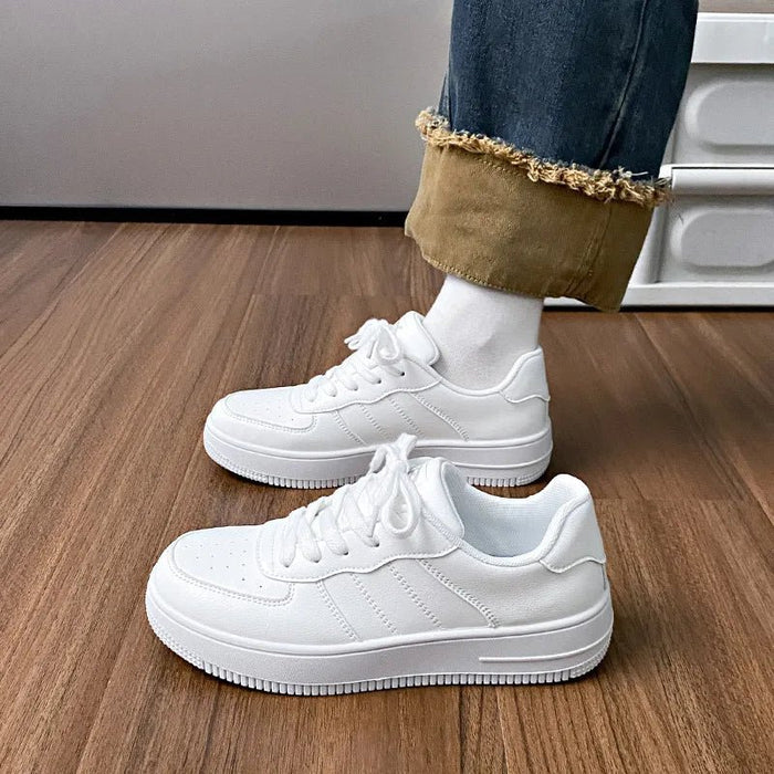 Lace-Up Round Toe Platform Sneakers - The PM Edit