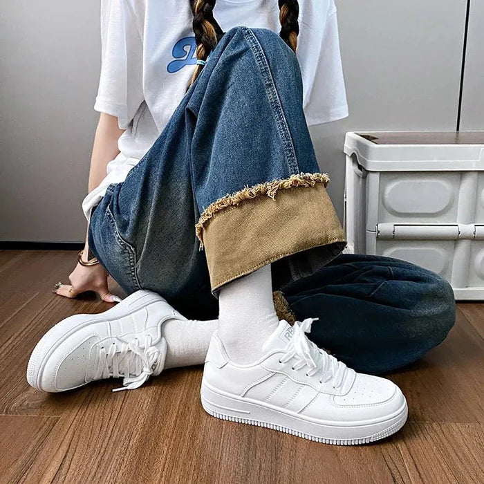Lace-Up Round Toe Platform Sneakers - The PM Edit