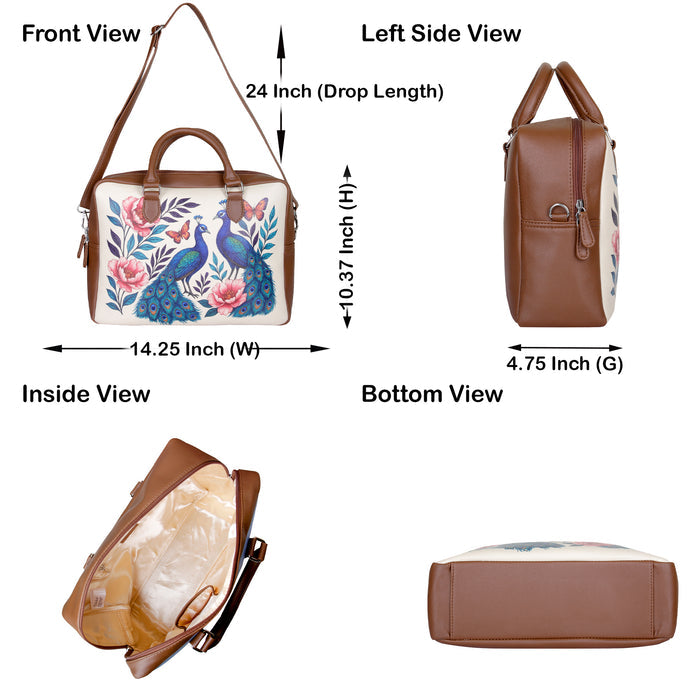 Women's handpainted peacock crossbody sling bag for work, travel, and everyday use-infographic image