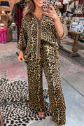 Leopard Print ¾ Sleeve Two-Piece Set