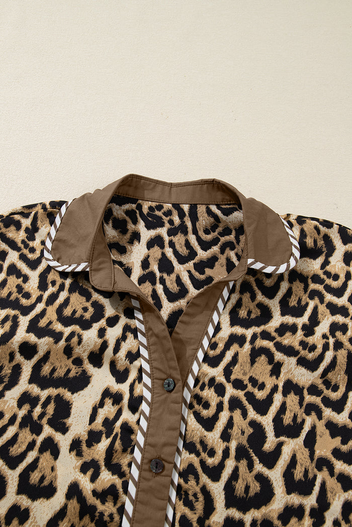 Leopard Print ¾ Sleeve Two-Piece Set