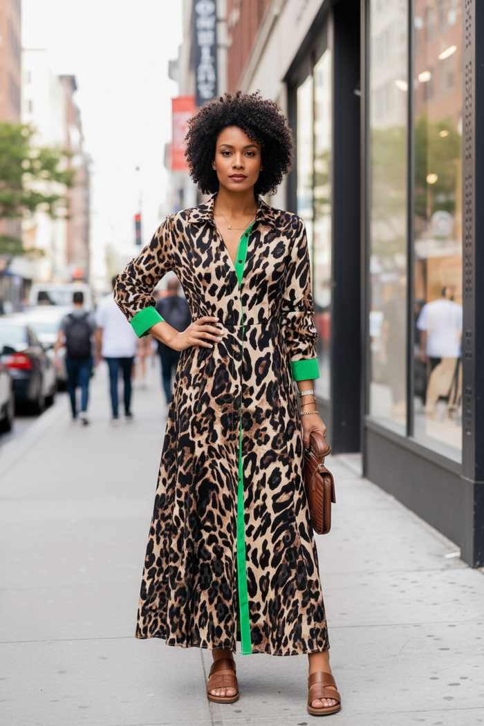 Leopard Dress Army Green