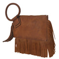 Light Brown NGIL Faux Leather Fringe Wristlet