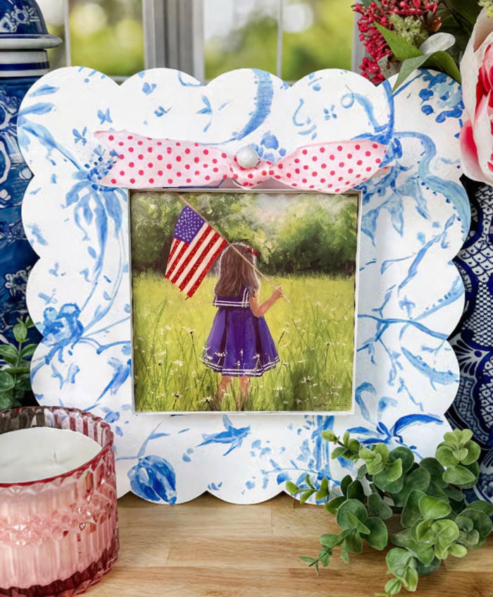 Little Girl with American Flag Mini Print
