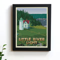 Little River Light Art Print 8" x 10" Framed Travel Poster - Maine