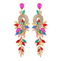 Long Geometric Crystal Pendant Earrings — Colorful Drop