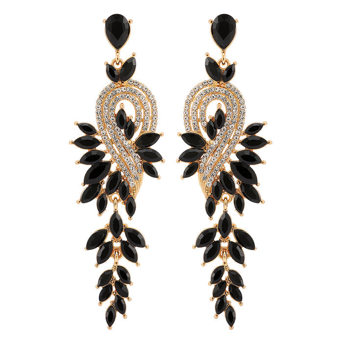 Long Geometric Crystal Pendant Earrings — Colorful Drop