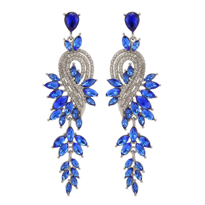 Long Geometric Crystal Pendant Earrings — Colorful Drop