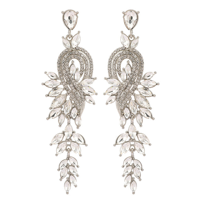 Long Geometric Crystal Pendant Earrings — Colorful Drop