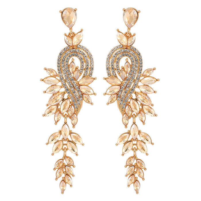 Long Geometric Crystal Pendant Earrings — Colorful Drop