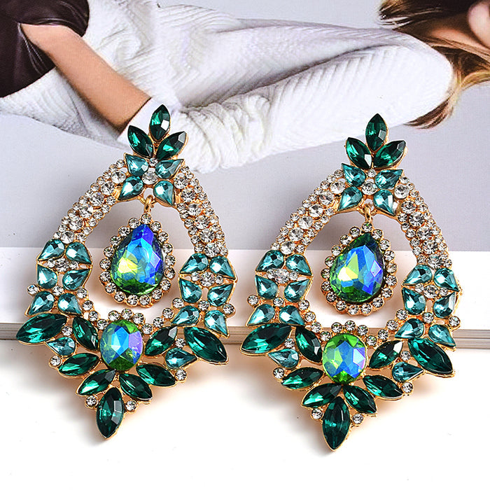 Long Irregular Crystal Drop Earrings — Colorful Rhinestone