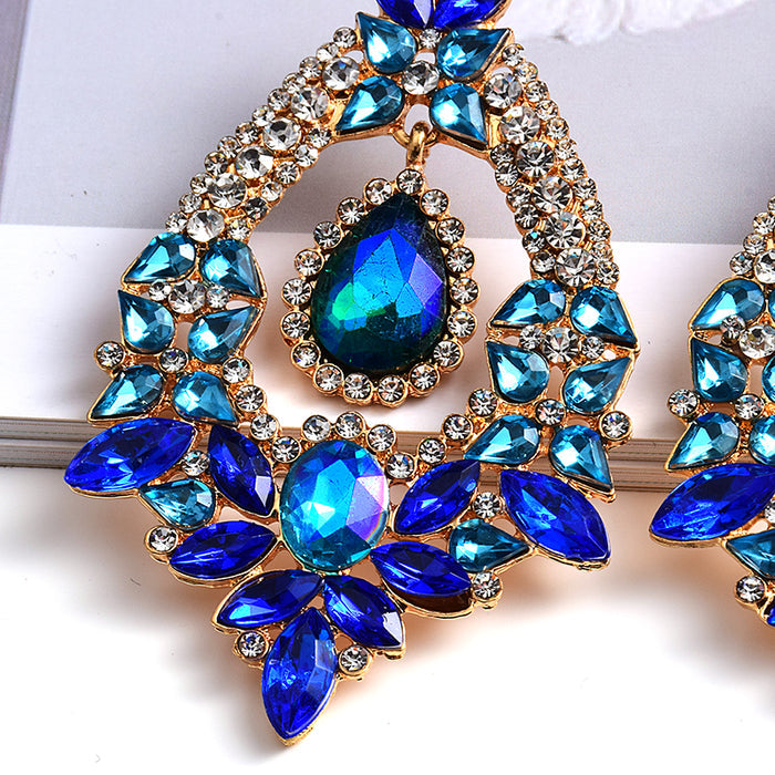 Long Irregular Crystal Drop Earrings — Colorful Rhinestone