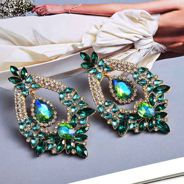 Long Irregular Crystal Drop Earrings — Colorful Rhinestone