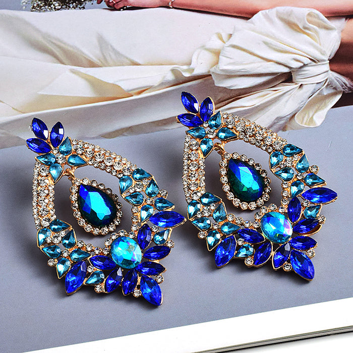 Long Irregular Crystal Drop Earrings — Colorful Rhinestone