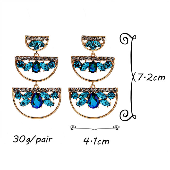 Long Irregular Rhinestone Crystal Drop Earrings — Colorful