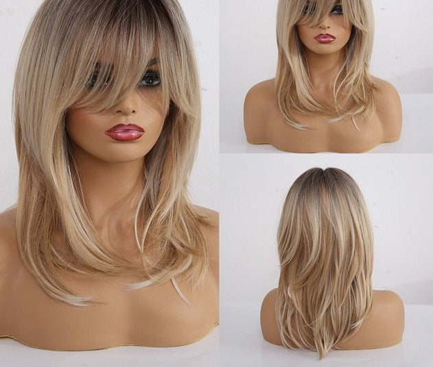 Long layered synthetic wigs for women