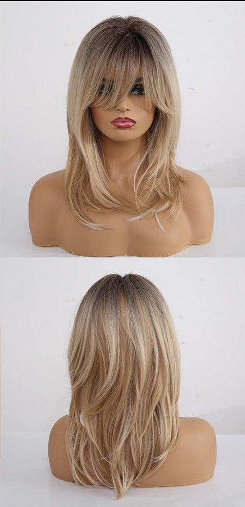 Long layered synthetic wigs for women
