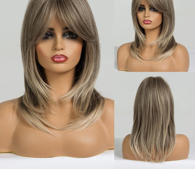 Long layered synthetic wigs for women