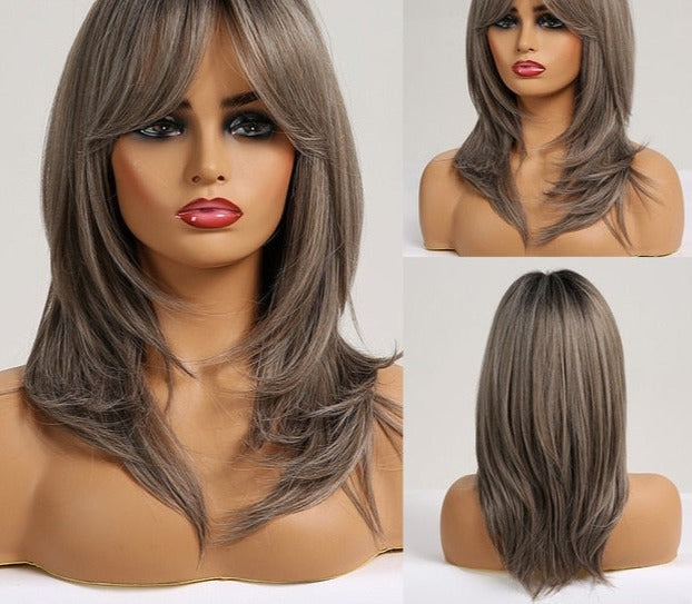 Long layered synthetic wigs for women