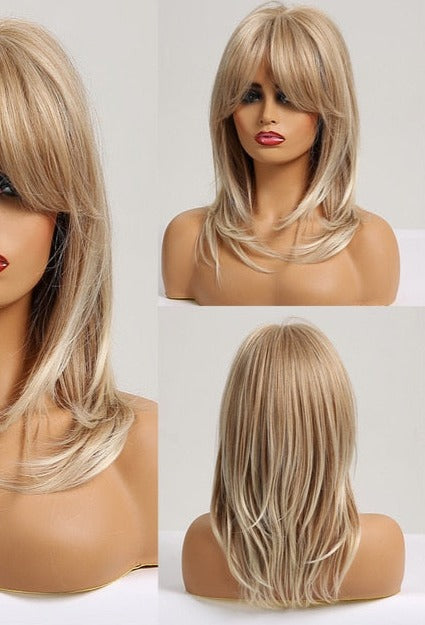 Long layered synthetic wigs for women