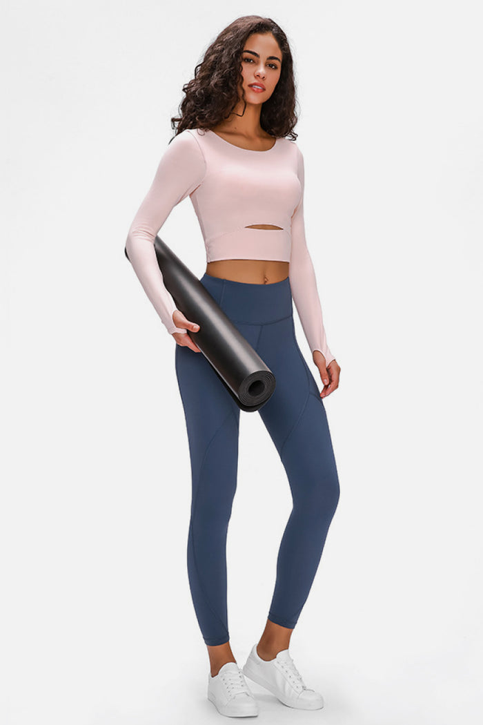 Long Sleeve Cropped Sports Bra Top