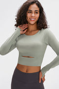 Long Sleeve Cropped Sports Bra Top