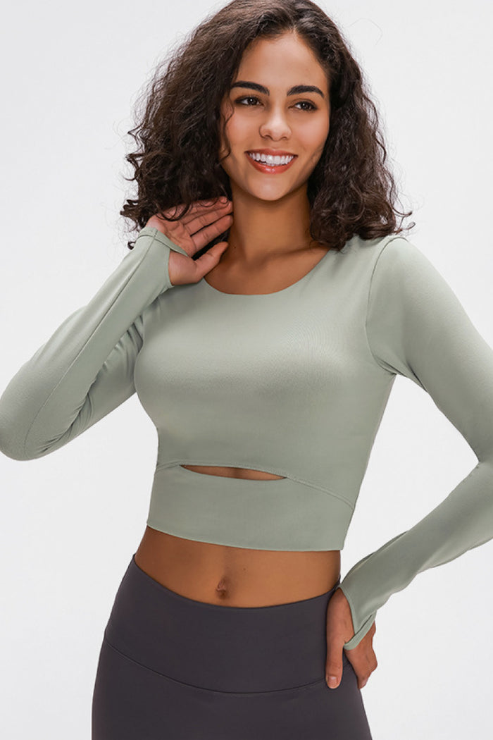 Long Sleeve Cropped Sports Bra Top