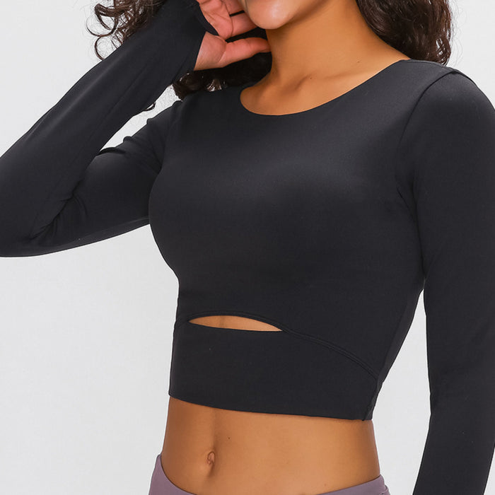 Long Sleeve Cropped Sports Bra Top