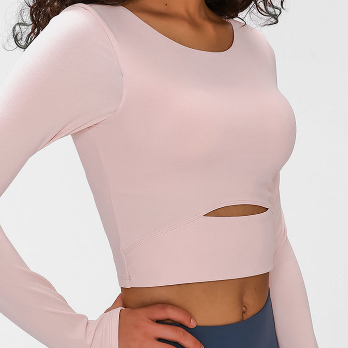 Long Sleeve Cropped Sports Bra Top