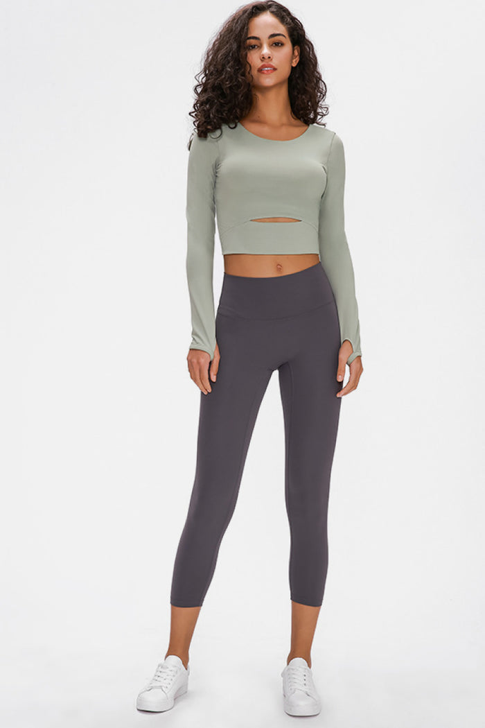 Long Sleeve Cropped Sports Bra Top