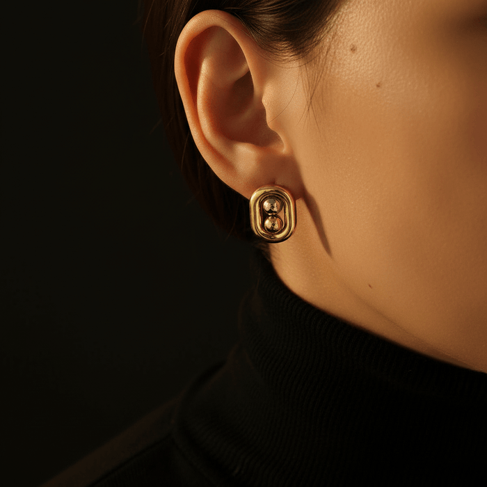 Dual Ball Oval Jewelry Set | 18K Gold Plated | Tarnish - Free & Waterproof - The PM Edit