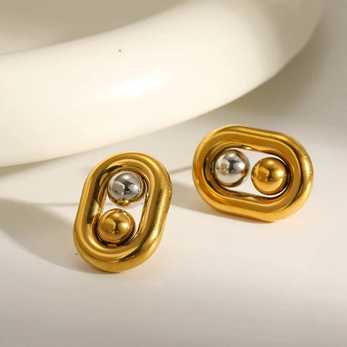 Dual Ball Oval Jewelry Set | 18K Gold Plated | Tarnish - Free & Waterproof - The PM Edit