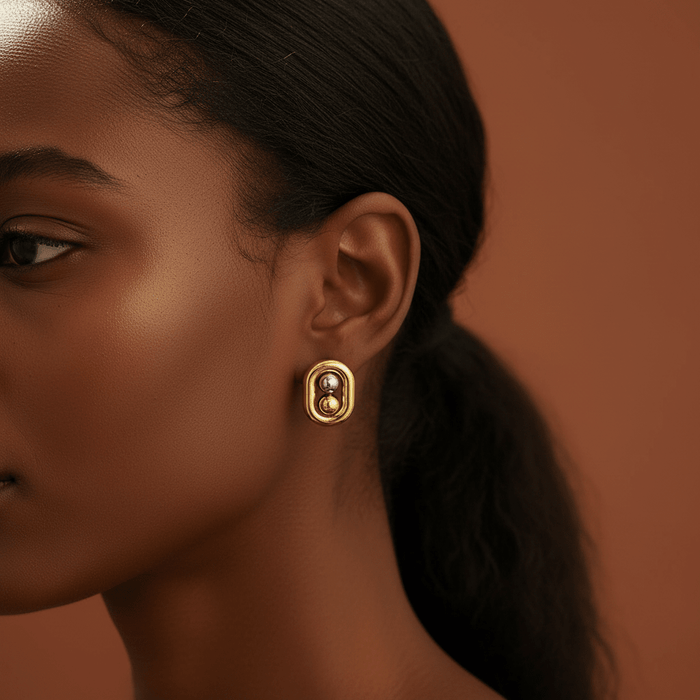 Dual Ball Oval Jewelry Set | 18K Gold Plated | Tarnish - Free & Waterproof - The PM Edit