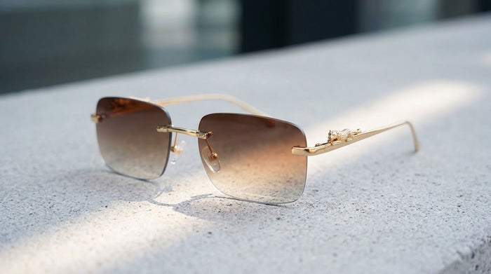 Luxury Rimless Rectangle Sunglasses - Gradient Lenses Y2K Retro Tinted Eyewear